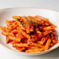 Penne Arrabiata · Penne pasta in our spicy tomato sauce with garlic and pancetta. Contains gluten, dairy, and ...