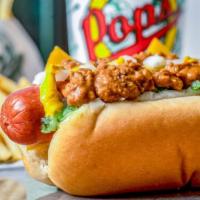 Chili Cheese Dog · American or cheddar cheese.