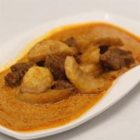 Mutton Curry · Soy-mutton, potatoes, and coconut milk.