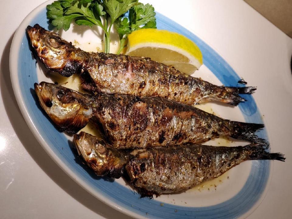 Sardeles - Appetizer · Fresh sardines - appetizer size -chargrilled with olive oil, lemon, oregano, and a pinch of salt & pepper.