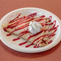Berries Cheesecake Crepe · Cream cheese, strawberry, blueberry and raspberry.