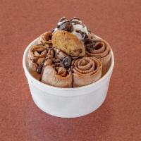6. Choco Loco Ice Cream Roll · Chocolate base, brownie, chocolate chips and chocolate drizzle.