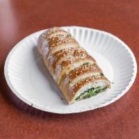 Spinach and Broccoli Stromboli · Our freshest ingredients wrapped in our homemade dough with mozzarella.