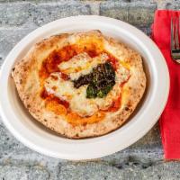 Margherita Pizza · Mozzarella cheese, tomato sauce, basil.