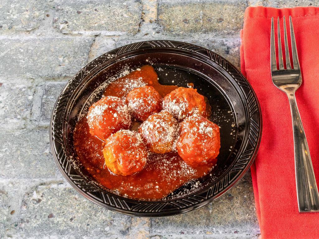 Ugo Meatballs · Homemade 100% beef meatballs in our marinara sauce.