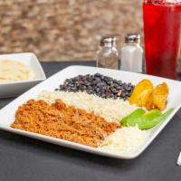 Pabellon · Black Beans, Fried Sweet Plantains, Shredded Beef & Cheese