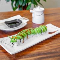 Caterpillar Roll · Unagi and cucumber topped with avocado.