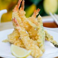 Shrimp Tempura · Crunchy tempura shrimp, carrot, asparagus and onion.