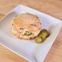 Jalapeño Cheddar Biscuit · Flaky house-made Biscuits, great with Cream Cheese and Apple Butter.