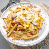 Mega Fries · Served with bacon, cheddar cheese and mozzarella cheese.
