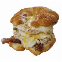 Crossiant Breakfast Sandwich · Egg, cheese, and your choice of meat on a crossiant