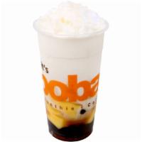 #2. Frosty Milk with Pudding · Iced blended milk with slowly cooked honey boba and egg pudding.
