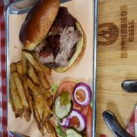 Pork Smokehouse · MESQUITE GRILLED BURGER TOPPED WITH SLOW SMOKED PULLED PORK. COMES WITH FRESH-CUT FRIES. SUB...