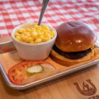 Kids Lil Burger · QUARTER POUND GRILLED BURGER WITH AMERICAN CHEESE TOGETHER WITH ONE SIDE AND A SMALL DRINK