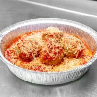 Pasta with Meatball · Ziti with ball of seasoned meat.
