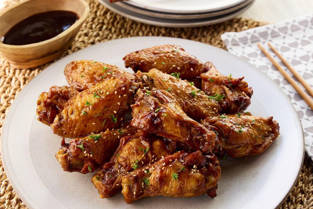 HK Wings for 6 (45 Wings) · Served with: (ONLY FOR WINGS & CHICKEN FRIED RICE FAMILY MEAL)
- 6 House salad
- 3 Edamame Appetizer
- 6 Chicken Fried Rice
- 45 Wings

Choice of 3 sauces:
- Black Pepper Teriyaki Sauce
- Sesame Garlic Sauce
- Spicy Sauce