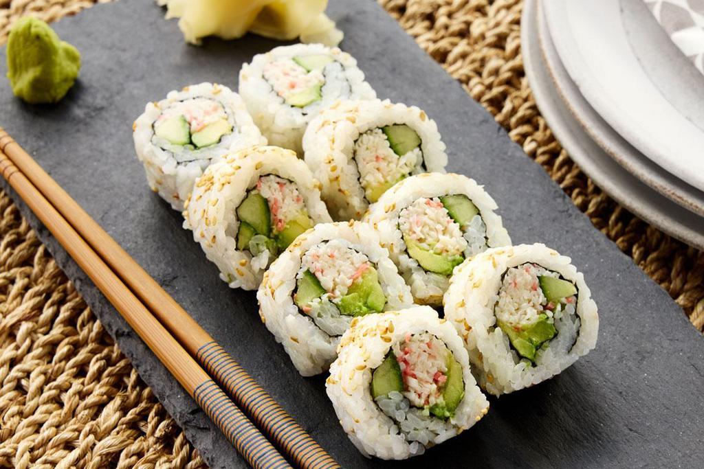 HK California Roll · Krab†, cucumber and avocado rolled in  seaweed and rice