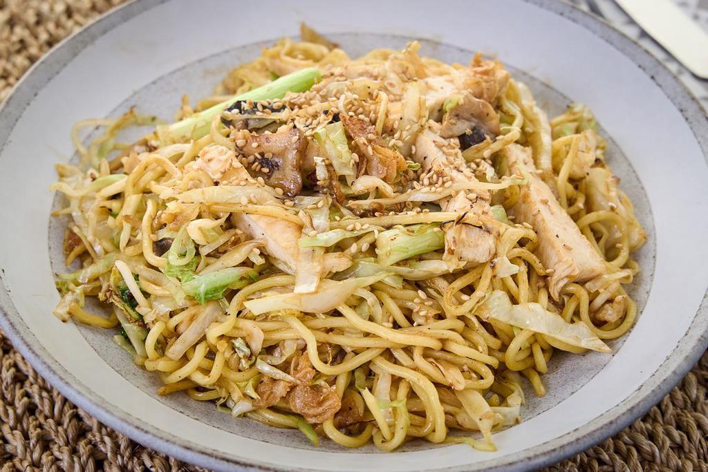  HK Yakisoba Bowl - Chicken  · Japanese sautéed noodles with vegetables in a  special sauce with Chicken.