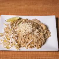 N1. Pad Thai Dinner  · Rice noodles sauteed with bean sprouts, eggs and green onions topped with crushed peanuts.