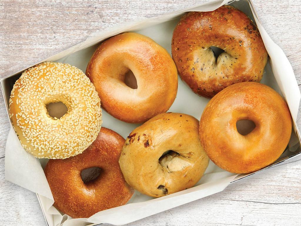 Half Dozen · 6 of our most popular fresh-baked, New York style bagels: 2 Plain, 1 Sesame, 1 Blueberry, 1 Whole Wheat, and 1 Cinnamon Raisin.
