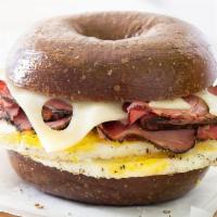 Pastrami, Egg & Swiss · Perfectly seasoned, fresh-cracked eggs plus thinly sliced pastrami, served up hot with Swiss...