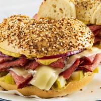 Hot Pastrami · Pastrami, Swiss cheese, sliced red onion, diced pickles, and spice brown mustard, toasted an...