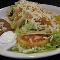Taco Dinner · 3 tacos with choice of corn or flour tortillas. Choice of meat: ground beef, chicken, steak,...