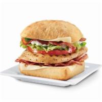 Dairy Queen Bakes Chicken Bacon Ranch Sandwich · A seasoned grilled chicken filet, white cheese and thick-cut applewood smoked bacon, topped ...