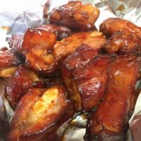 Bbq Rib Tips (1 lb) · Delicious rib tips covered in Sweet Baby Ray's bbq sauce.