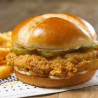 Chicken Sandwich Spicy · We crafted a sandwich using our legendary hand-battered chicken filet placed between a honey...