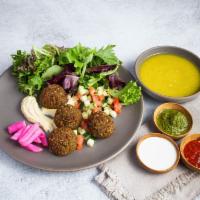 Falafel Plate (VG, GF) by SAJJ Mediterranean Express · By SAJJ Mediterranean Express. Our famous falafel, made from scratch using only the freshest...