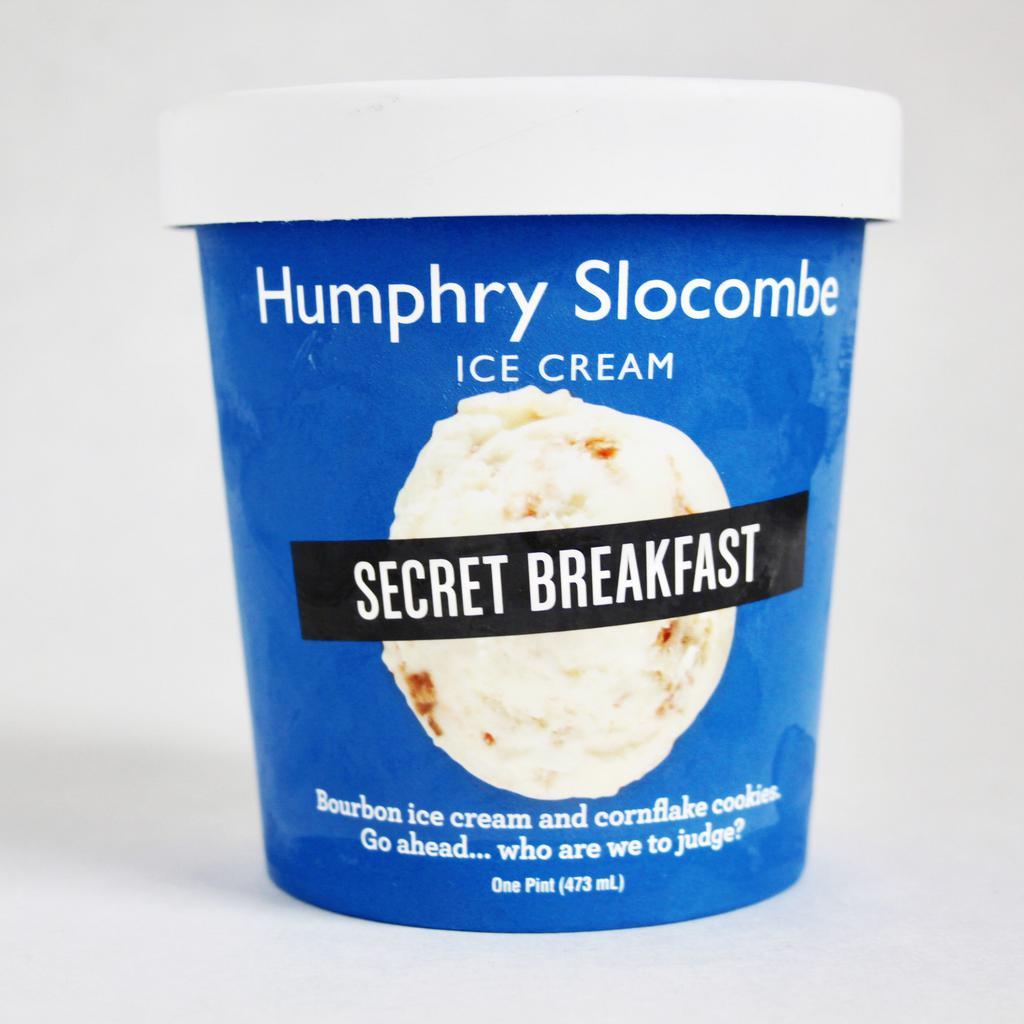Secret Breakfast by Humphry Slocombe Ice Cream · By Humphry Slocombe Ice Cream. Bourbon ice cream with housemade Cornflake cookies. Contains more than 0.5% of alcohol, as well as gluten, dairy, and eggs. We cannot make substitutions.