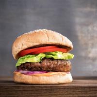 Vegan Beyond Beef Burger · Vegan brioche bun, lettuce, tomato, onion and garlic or chipotle aioli. Served with roasted ...