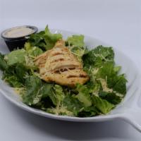 CHICKEN CAESAR SALAD · Crisp Cold Romaine Lettuce, Grilled Chicken, Shredded Parmesan Cheese, Creamy Caesar Dressin...