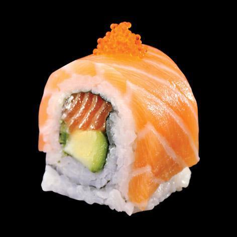  Salmon Turbo Roll (8pcs) · Spicy salmon, scallion with cucumber topped with salmon and  tobiko. Served with hawaii sauce