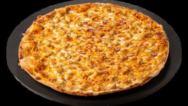 Bake @ Home Buffalo Chicken Pizza · Contains Buffalo Sauce and Chicken. Medium thin crust. Bake at home from frozen.