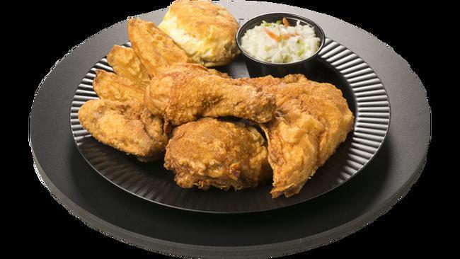 4 Piece Dinner · Includes 4 pieces of Crispy Ranch chicken, coleslaw and biscuit plus your choice of potato. For all white or all dark meat, select one of the chicken options. All white meat is an additional charge. We offer chicken covered in sauce for an additional charge at participating locations. Select from the optional sauces listed.