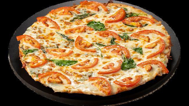 GS-Tuscan · Sliced Roma Tomatoes, Spinach, Alfredo Sauce. Best on thin crust