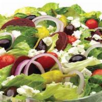 Greek Salad · Lettuce, tomatoes, red onions, feta cheese, sliced beets, pepperoncini, and Kalamata olives....