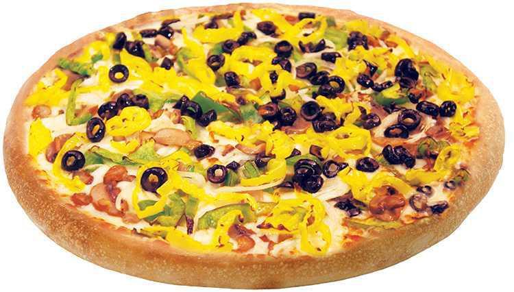 Veggie Square Pizza · Green peppers, onions, black olives, mushrooms and banana peppers.
