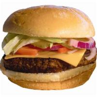 Cheeseburger · 1/3 lb. fresh beef patty topped with lettuce, tomato, pickles, red onions, cheese, mustard, ...
