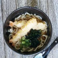 Shrimp Tempura Udon · locally-made fresh Udon noodle in umami-rich dashi broth with 2 pcs of Tempura Shrimp.