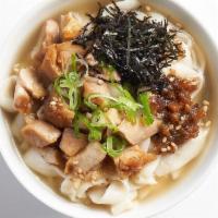 Tofu Noodle Soup · LOW CARB ＆ GLUTEN-FREE Tofu noodles in miso and shiitake-based broth, wakame seaweed, kizami...