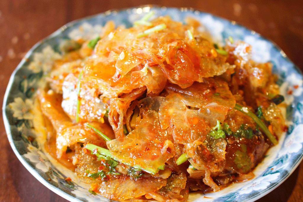 Spicy Beef Tendon 麻辣牛筋 · Spicy. Connective tissue. 