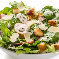 Chicken Caesar Salad · Grilled chicken, lettuce, Parmesan cheese, and croutons served with Caesar dressing on the s...