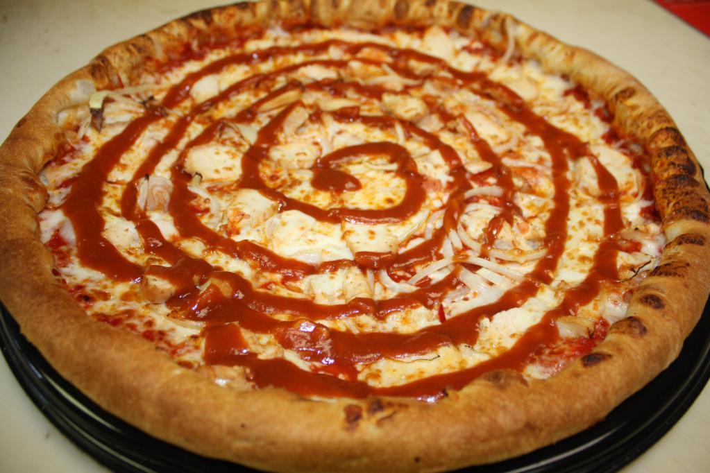 BBQ Chicken Pizza · Chicken breast, onions, double cheese and BBQ sauce.