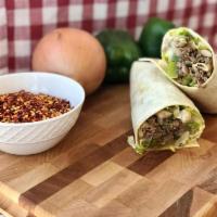 Philly Steak Wrap · Served with rib eye steak, green peppers, mushrooms, onions, lettuce, and ranch sauce.