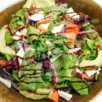 Fresca Salad · Mixed greens, avocado, tomato, corn, red onions, cilantro, queso fresco, balsamic glaze, and...