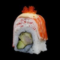 Titanic Roll (8pcs) · Shrimp tempura cucumber topped  imitation crab meat & tobiko (mayo)