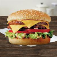 Double Del Cheeseburger · Two 100% beef patties, two slices of American cheese, two fresh tomato slices, burger sauce,...